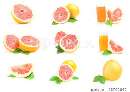 Set of pomelo isolated on a white background cutout Set of pomelo isolated on a white background cutout 96702042