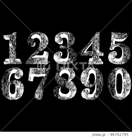 3D grunge stone numbers.Vector art font. 3D grunge stone numbers.Vector art font. 96702795