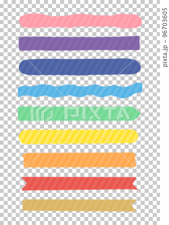 A set of cute hand-drawn rough ribbons and banners - with thin stripe pattern - colorful A set of cute hand-drawn rough ribbons and banners - with thin stripe pattern - colorful 96703605
