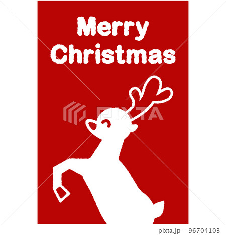赤背景のトナカイのイラストクリスマスポストカード 赤背景のトナカイのイラストクリスマスポストカード 96704103
