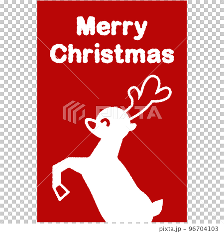 Christmas postcard with illustration of reindeer on red background Christmas postcard with illustration of reindeer on red background 96704103