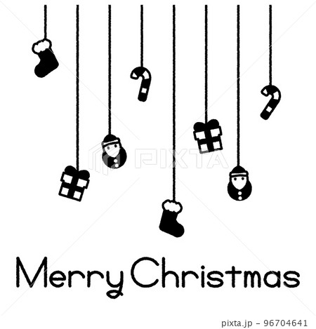 黒線の落書き風クリスマス素材イラスト テキスト付き 黒線の落書き風クリスマス素材イラスト テキスト付き 96704641