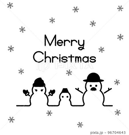 黒の線で描かれた雪だるまのイラスト テキスト付き 黒の線で描かれた雪だるまのイラスト テキスト付き 96704643