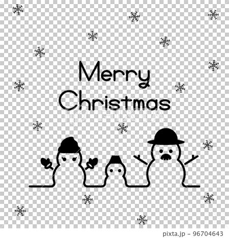 黒の線で描かれた雪だるまのイラスト テキスト付き 黒の線で描かれた雪だるまのイラスト テキスト付き 96704643
