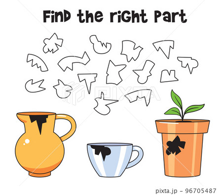 Find the right part. Educational game for children. Cartoon vector illustration 96705487