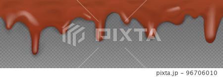 Dark flowing caramel, no background, panoramic transparent template - Vector 96706010