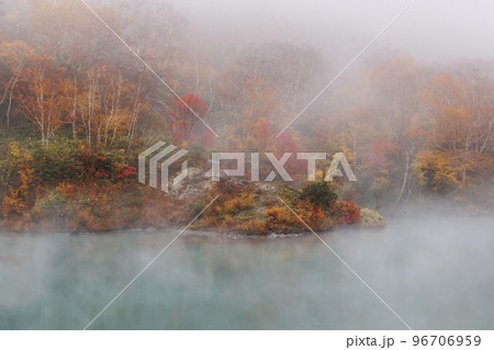 霧の立ち込める晩秋の地獄沼（青森県青森市） 96706959