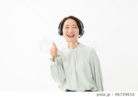 ヘッドセット　女性　白バック 96709658