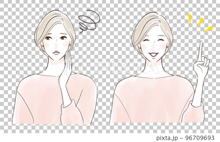 喜ぶ女性 悩む女性 セット 喜ぶ女性 悩む女性 セット 96709693
