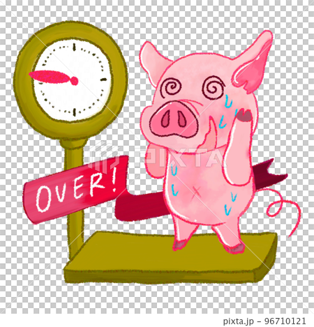 A pig panicking on a weight scale A pig panicking on a weight scale 96710121