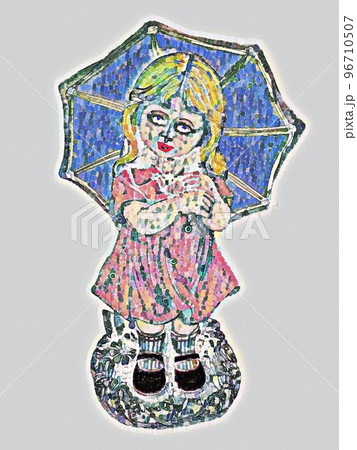 little girl with umbrella little girl with umbrella 96710507