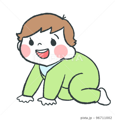 笑顔ではいはいする赤ちゃん 笑顔ではいはいする赤ちゃん 96711002