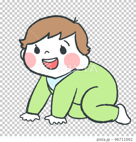 笑顔ではいはいする赤ちゃん 笑顔ではいはいする赤ちゃん 96711002