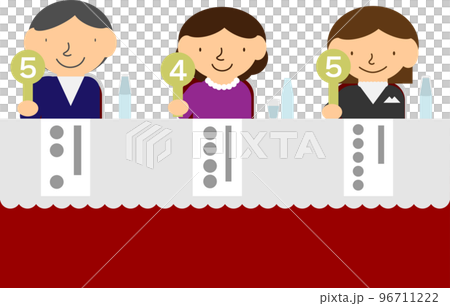 審査員が点数のパネルを出すイメージイラスト 96711222