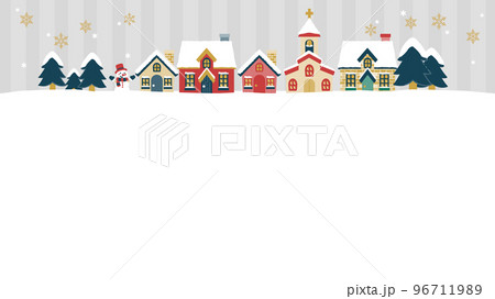 クリスマスの街並みのフレーム・シルバー/16:9サイズ クリスマスの街並みのフレーム・シルバー/16:9サイズ 96711989