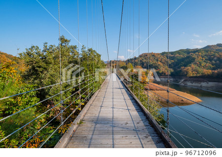 白椿湖畔の紅葉と大吊橋 島根県安来市広瀬町布部 白椿湖畔の紅葉と大吊橋 島根県安来市広瀬町布部 96712096