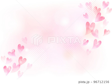 バレンタイン 水彩ハートのフレーム、背景 96712156