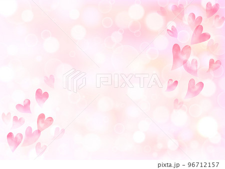 バレンタイン 水彩ハートのフレーム、背景 96712157