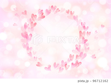 バレンタイン 水彩ハートのフレーム、背景 96712162