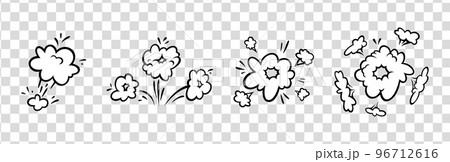 Comic boom effect clouds. Set of explosion bubbles and smoke. Vector illustration 96712616