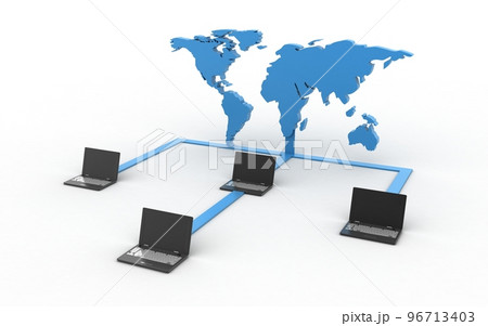 3d rendered Data transfering on a white background 96713403