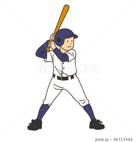 A drawing of a baseball player holding a bat. Baseball batter boy