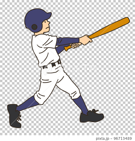 野球のボールを打つバッター 96713489