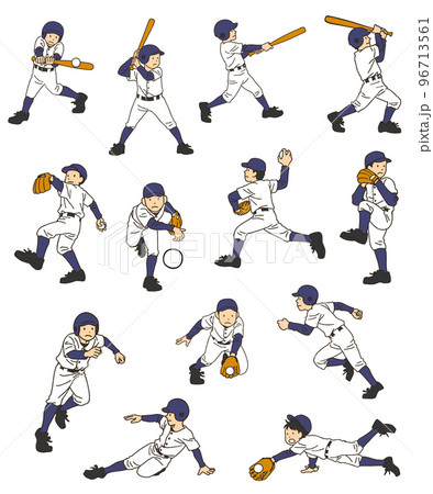 野球選手の色々な動きのセット 96713561