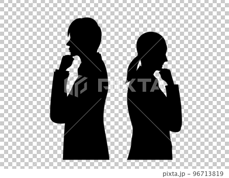 男人和女人思考的剪影插圖 96713819