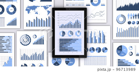 タブレットPCとビジネス資料、ビジネスインテリジェンス 96713989