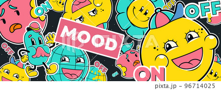 Y2k banner, mood on off concept in trendy style 96714025