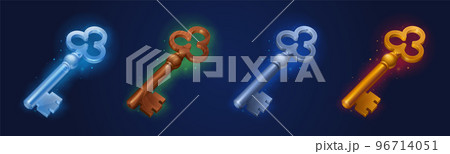 Set of keys made of wood, gold, silver and stone Set of keys made of wood, gold, silver and stone 96714051