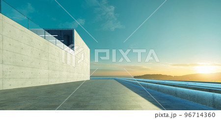 Empty floor with modern building exterior 96714360
