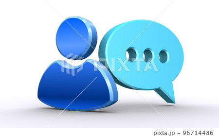 吹き出しと人型アイコン、SNSでのコメント発信のイメージ 吹き出しと人型アイコン、SNSでのコメント発信のイメージ 96714486