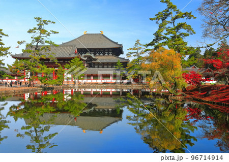 【奈良県】紅葉の東大寺 中門と大仏殿 【奈良県】紅葉の東大寺 中門と大仏殿 96714914