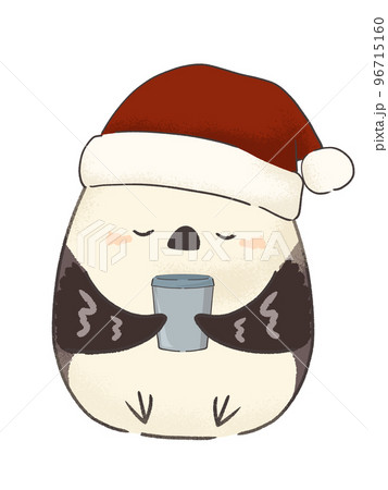 トドリンクを飲むシマエナガのイラスト　線あり 96715160