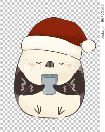 有線條的長尾長尾山雀喝飲料的插圖 96715160