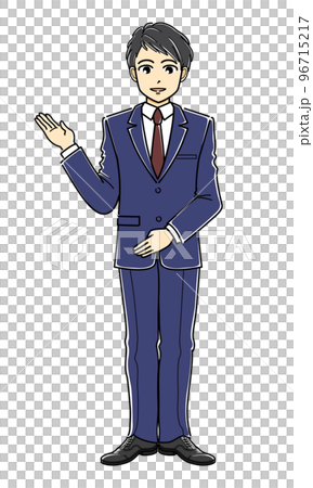 A young man in a suit guiding with a polite attitude (whole body) A young man in a suit guiding with a polite attitude (whole body) 96715217