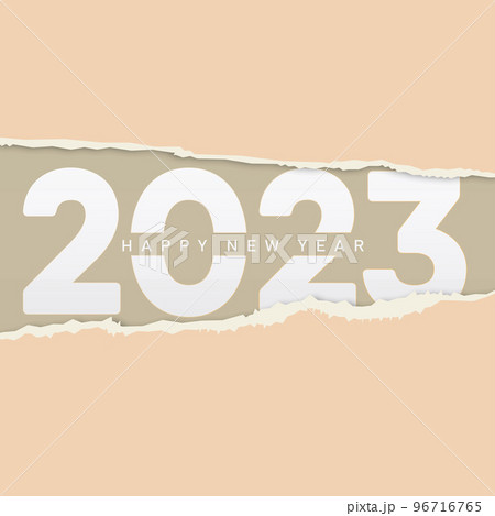 2023 Happy New Year greeting card with torn paper. Vector 2023 Happy New Year greeting card with torn paper. Vector 96716765
