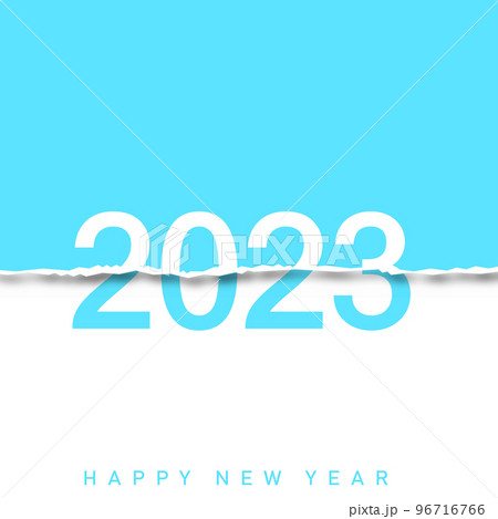 2023 Happy New Year greeting card with torn paper. Vector 96716766