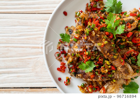 Stir-fried Mantis Shrimp or Crayfish with Chilli and Salt. Stir-fried Mantis Shrimp or Crayfish with Chilli and Salt. 96716894