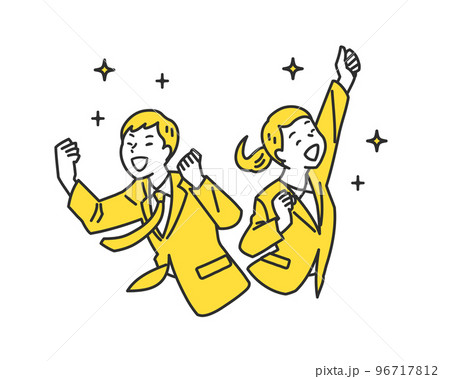 喜んでガッツポーズをする新社会人のシンプルタッチのイラスト素材 喜んでガッツポーズをする新社会人のシンプルタッチのイラスト素材 96717812