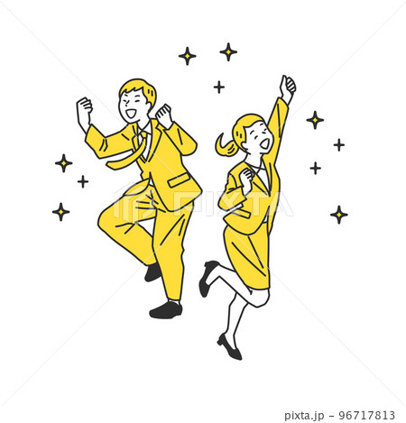 喜んでガッツポーズをする新社会人のシンプルタッチのイラスト素材 喜んでガッツポーズをする新社会人のシンプルタッチのイラスト素材 96717813