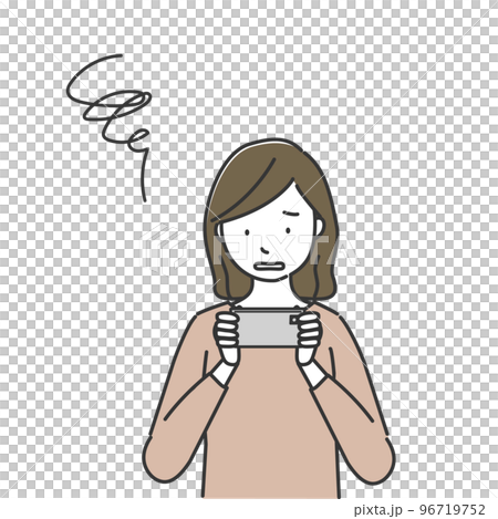 看智能手機屏幕的失望的婦女 看智能手機屏幕的失望的婦女 96719752