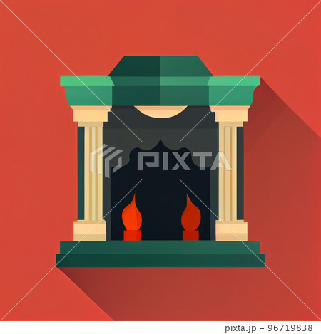 Classic Christmas Fireplace. Happy new year decoration. Merry Christmas holiday. Classic Christmas Fireplace. Happy new year decoration. Merry Christmas holiday. 96719838
