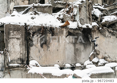 Ukraine, Borodyanka - Banksy graffiti on the wall Ukraine, Borodyanka - Banksy graffiti on the wall 96720483