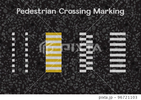 Horizontal road markings, pedestrian crossing vector illustration. Horizontal road markings, pedestrian crossing vector illustration. 96721103