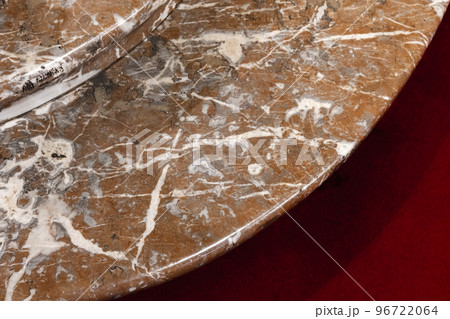Red carpet and round stairs made of natural marble 96722064