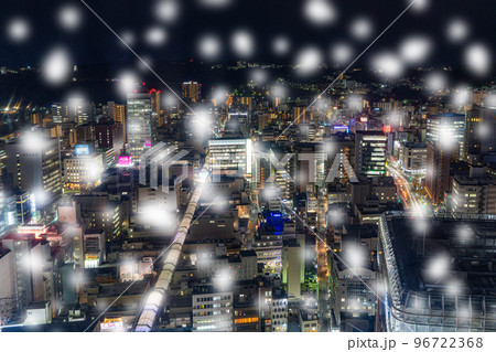 【冬素材】仙台市夜景雪景色イメージ【宮城県】 【冬素材】仙台市夜景雪景色イメージ【宮城県】 96722368