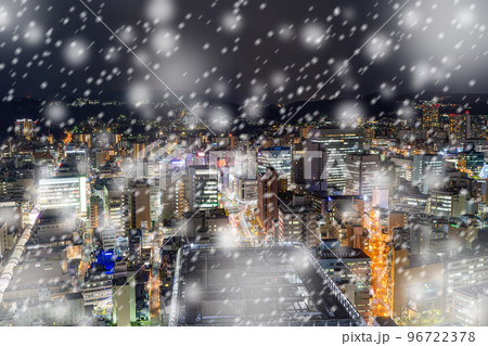【冬素材】仙台市夜景雪景色イメージ【宮城県】 【冬素材】仙台市夜景雪景色イメージ【宮城県】 96722378